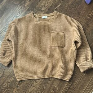 TALULAH Camel/Tan Ribbed Crewneck Sweater